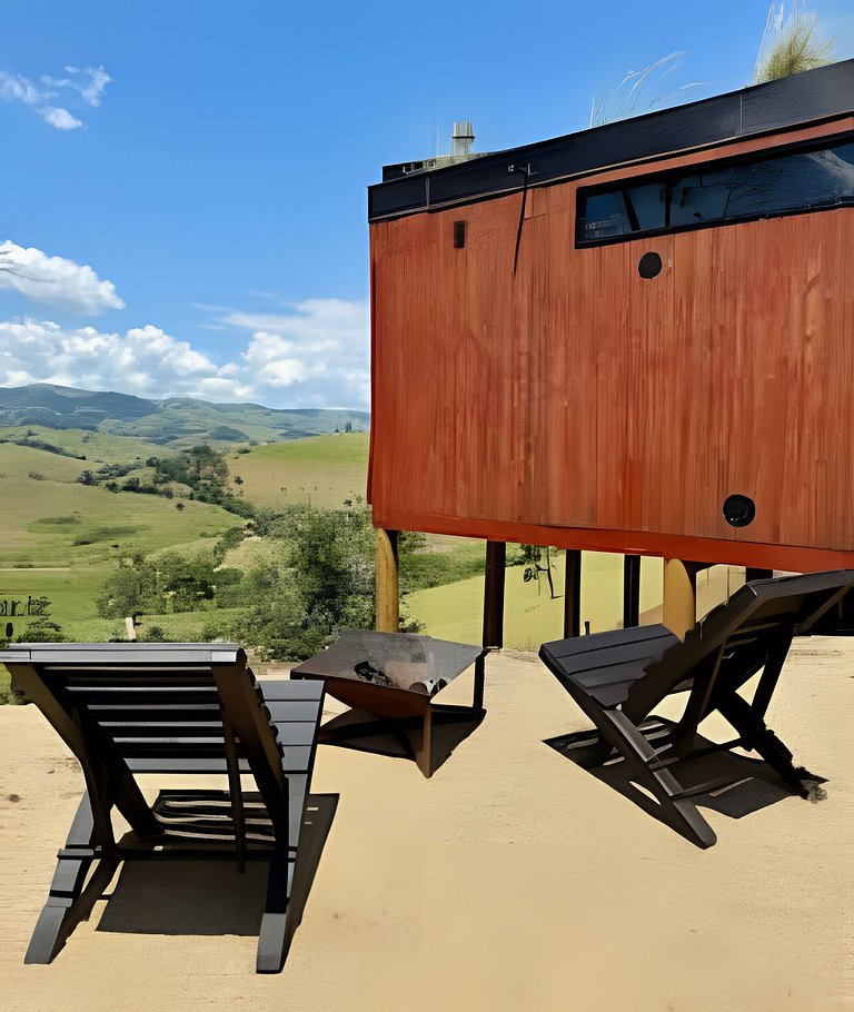 Refúgio do Baú Cabana Tekoá teto de vidro e cinema