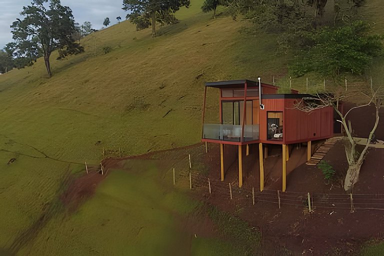 Refúgio do Baú Cabana Tekoá teto de vidro e cinema