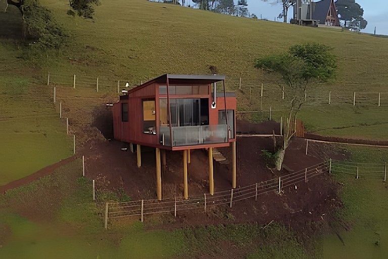 Refúgio do Baú Cabana Tekoá teto de vidro e cinema