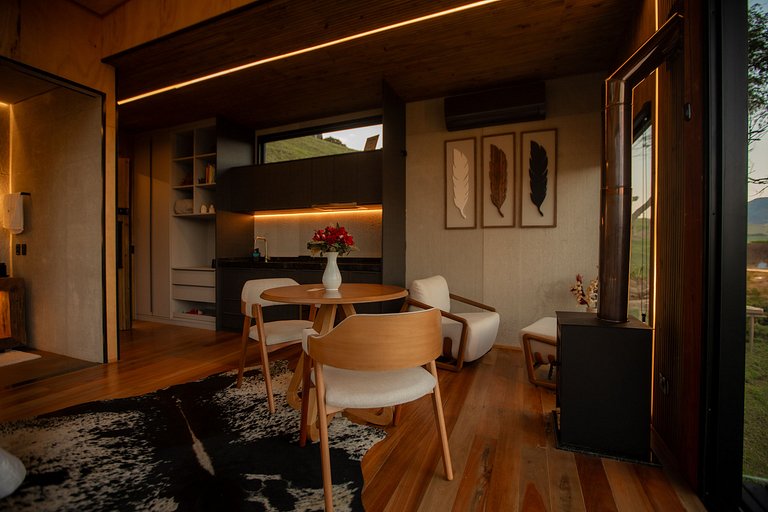 Refúgio do Baú Cabana Tekoá teto de vidro e cinema