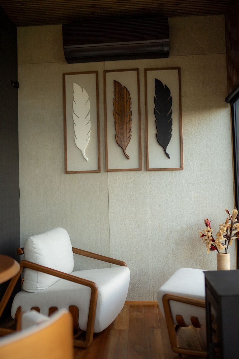 Refúgio do Baú Cabana Tekoá teto de vidro e cinema