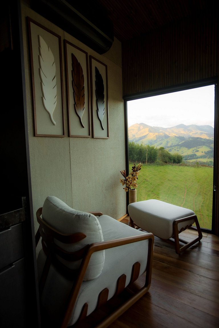 Refúgio do Baú Cabana Tekoá teto de vidro e cinema